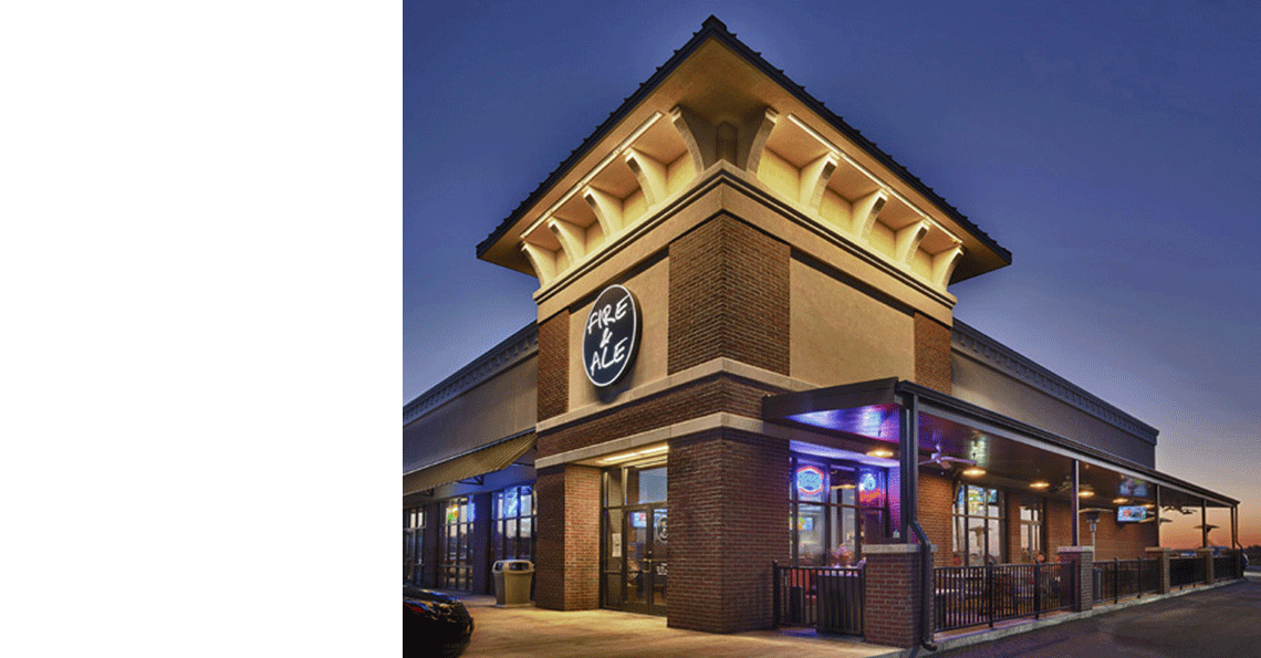 Evan Lloyd Architects provided restaurant architecture services for Fire & Ale, a new restaurant in Sherman, Illinois.