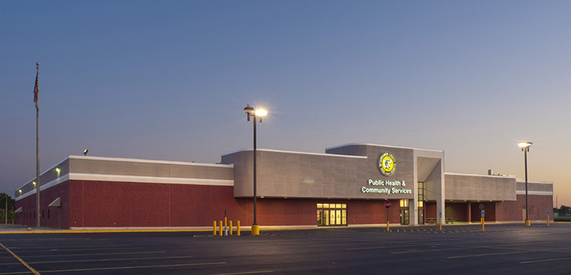 Evan Lloyd Architects provided government architectural services for the Sangamon County Public Health Building in Springfield, Illinois, with an extensive renovation.