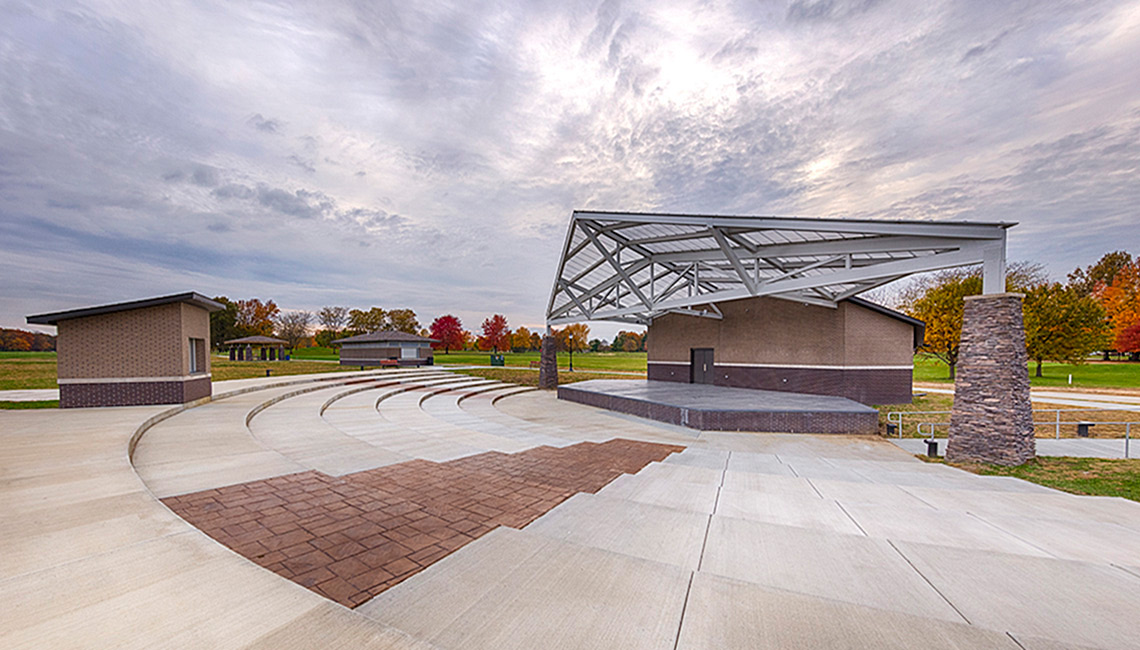 Evan Lloyd Architects provided park architectural services (programming, master planning, conceptual designs, color renderings, construction/bidding documents, and cost estimating) for Sherman Municipal Park in Sherman, Illinois.