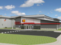 Evan Lloyd Architects - industrial architectural services - Altorfer Caterpillar (CAT) in Springfield, Illinois - artist's rendering of the front.