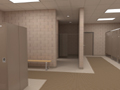 Evan Lloyd Architects - rendering of a restroom at Woodword Athletic Facility at Blackburn College in Carlinville, Illinois.