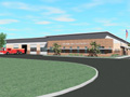 Evan Lloyd Architects provided complete architectural services for Chatham Fire Station in Chatham, Illinois, building an entire facility, includin goffices, training rooms, radio room, gear room, bunk rooms, restrooms, shower rooms, kitchen / dining area, pantry, day room, EMS storage, maintenance shop, 4 apparatus bays, a generator room, and equipment / storage mezzanines.