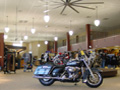 Evan Lloyd Architects - Halls Harley Davidson in Springfield, Illinois - interior of the renovated building, which is now a sales floor for motorcycles.